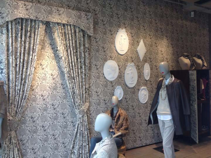 Custom made curtain, pelmet with matching wallpaper
