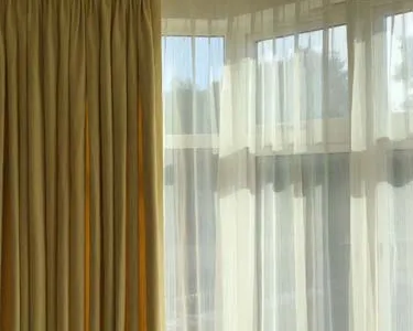 Lined handstitched linen curtain including double pleat sheer curtain