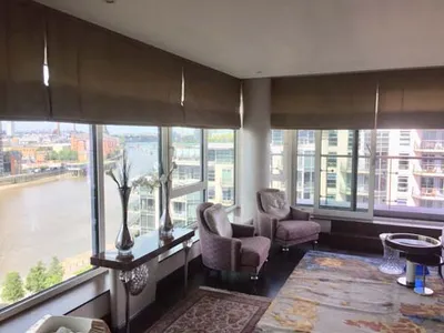 Roman blind with elegant patterned fabric