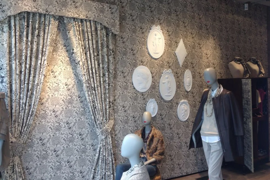 Custom made curtains with matching pelmet and wallpaper